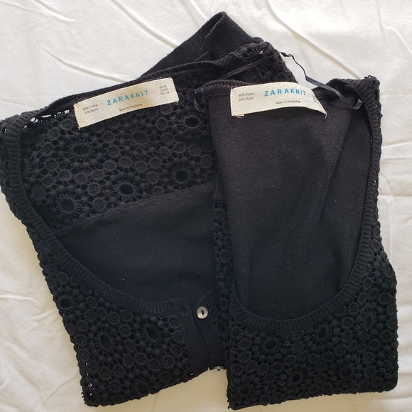 Women's Black Crochet knit Sweater Set, Zara - Picture 4 of 8
